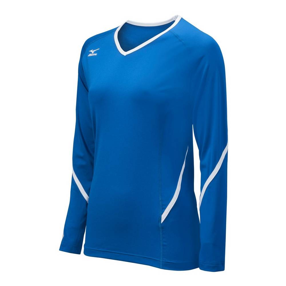 Mizuno Women's Techno Generation Long Sleeve Volleyball Jersey Royal/White (440399-PES)